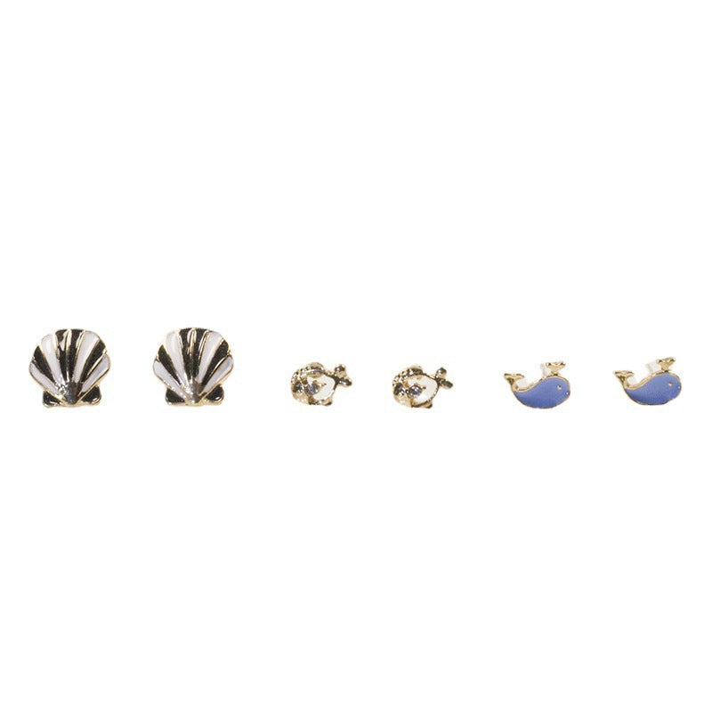 Blue Whale Shell Earring Set