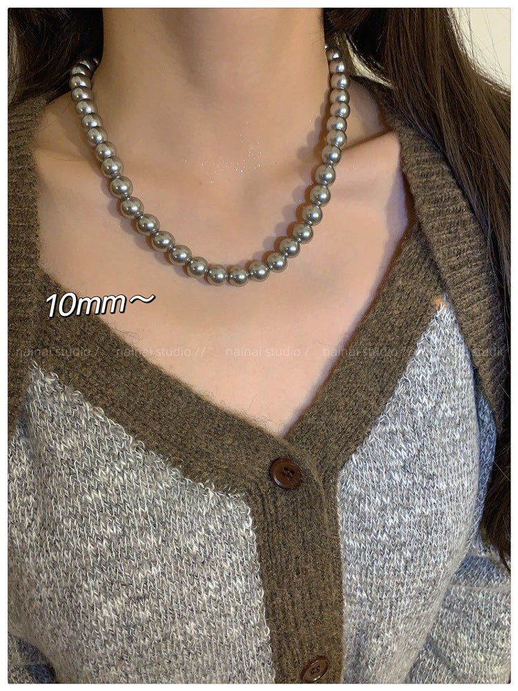 Gray Glass Pearl Fashion Necklaces for Gift