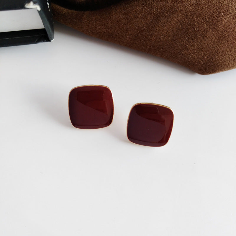Geometric Enamel square Earrings