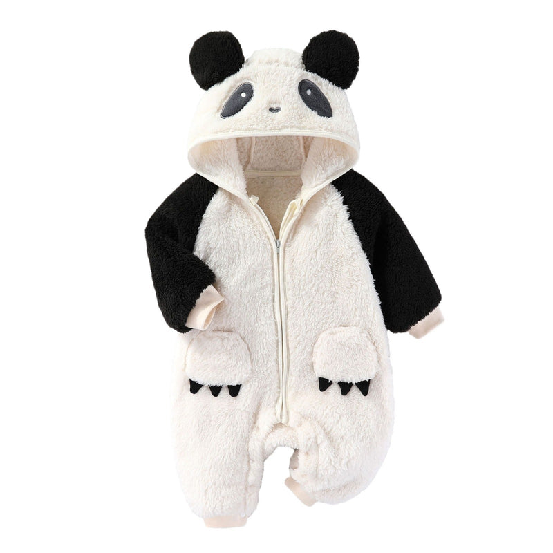 Autumn And Winter Clothes For Babies Baby Thick Warm Long Sleeves Romper Fleece-lined