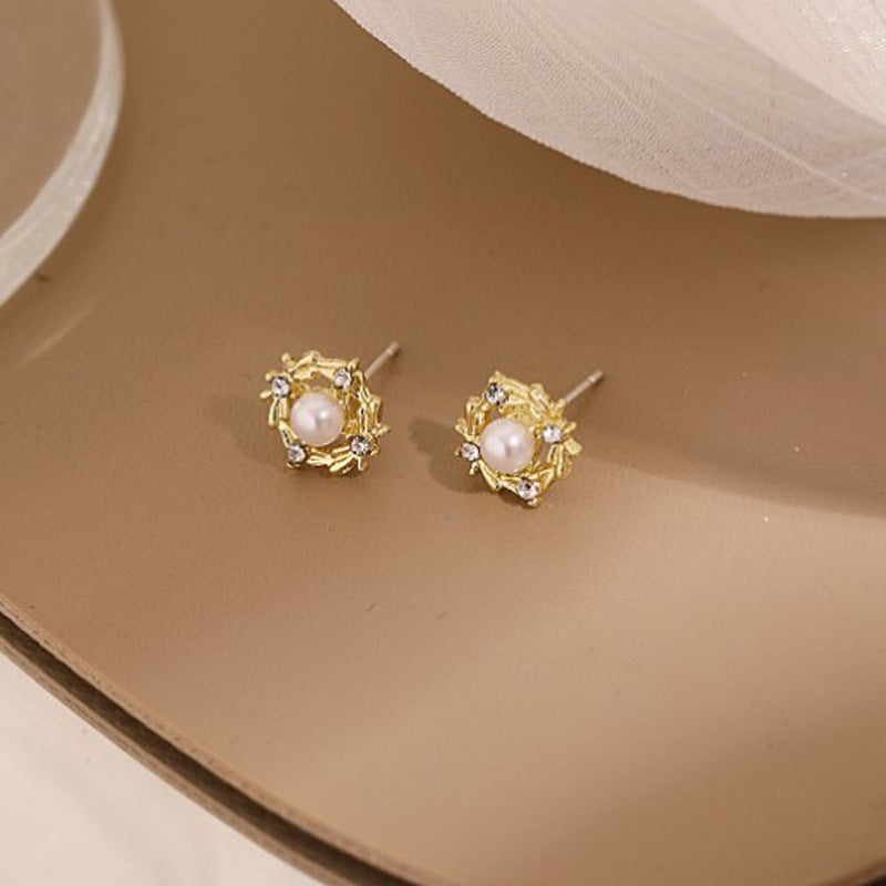 Pearl Flower Stud Earrings