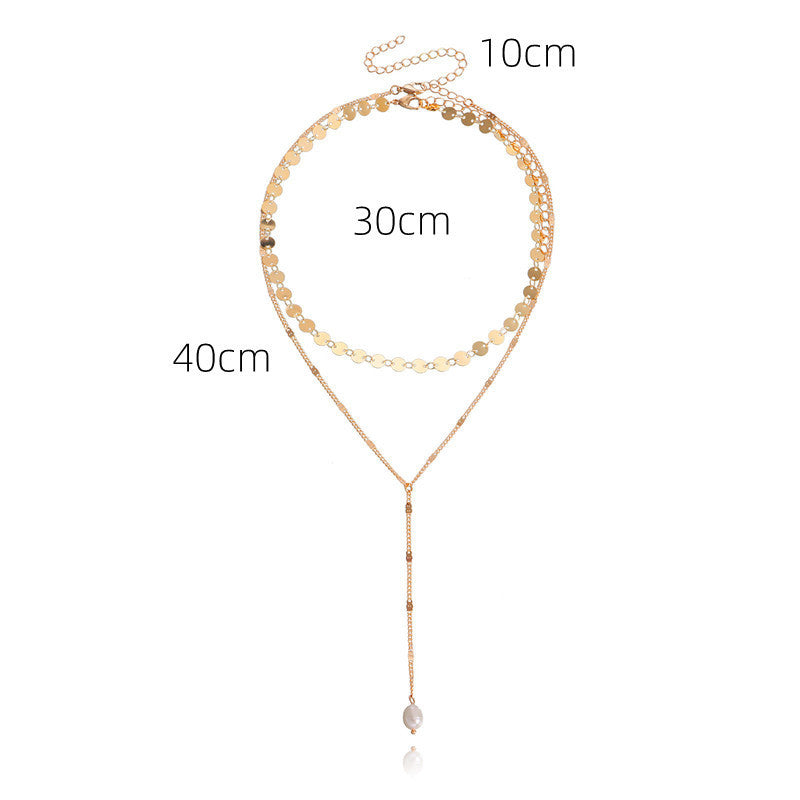 Disc Double Layer Chain Necklace