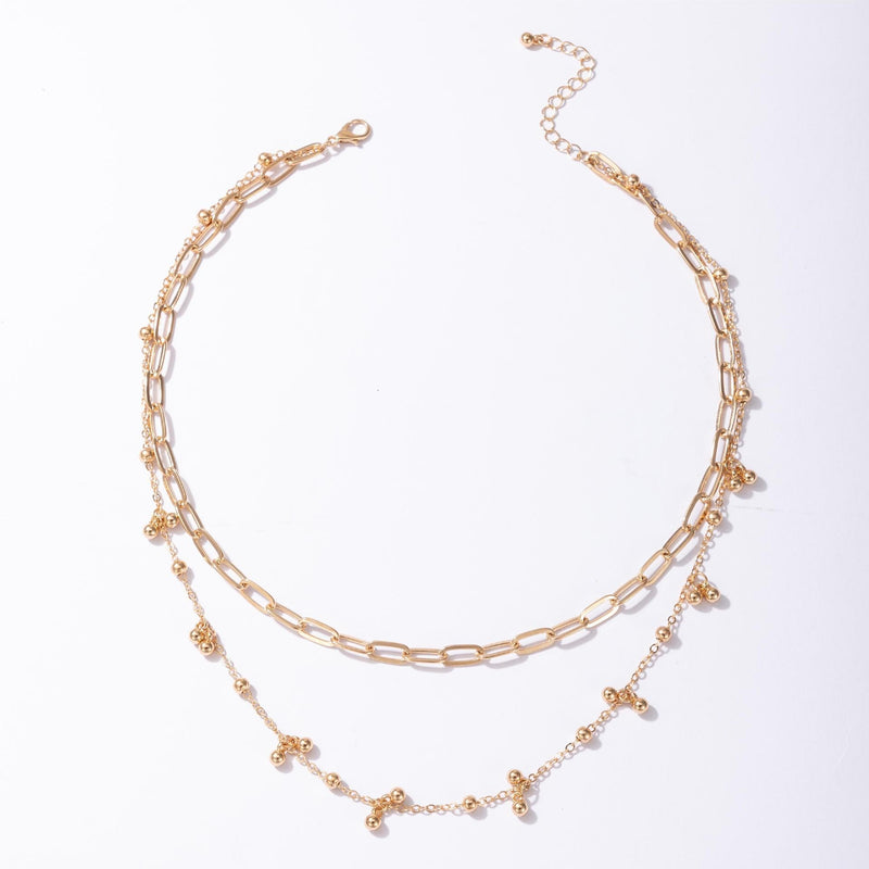 Layer Chain Bead Pendant Necklace