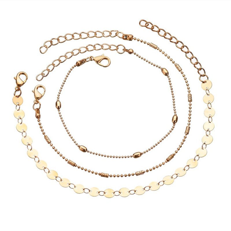 Layer Sequin Chain Anklet Bohemia Women Anklet
