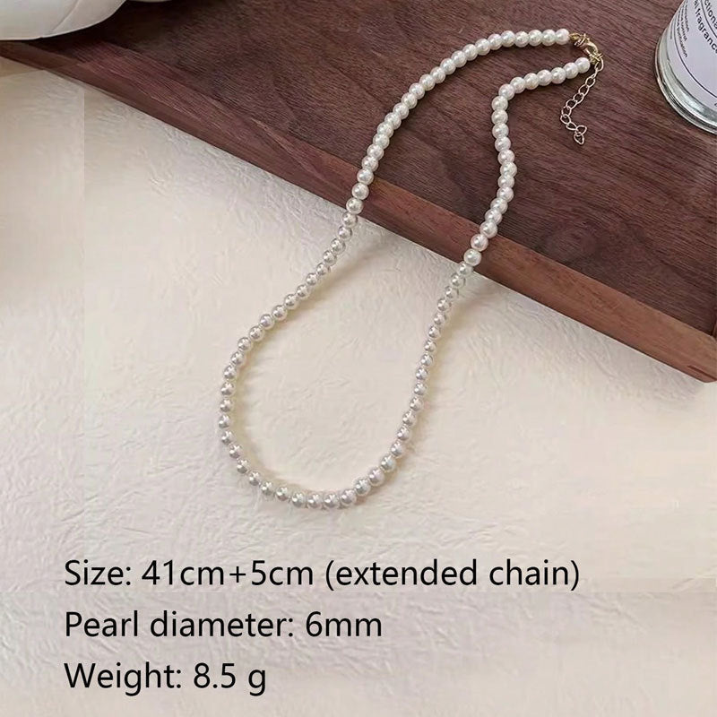 Extended Chain 8mm Pearl Necklace Chain Length 40-45cm