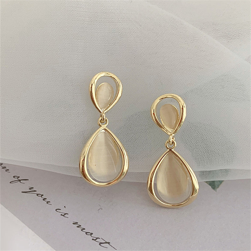 Water Drop Opal Pendant Earrings