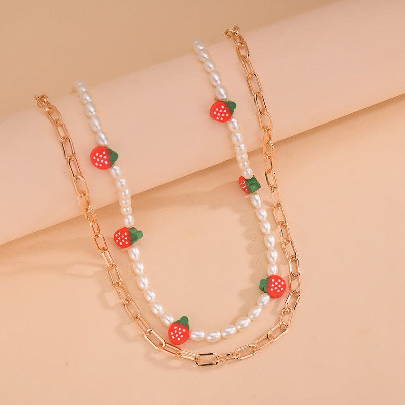 Colorful Strawberry Sweet Pearl Necklace