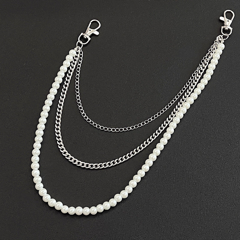 Multi-layer Pearl Chain Hop Punk Waist Chain