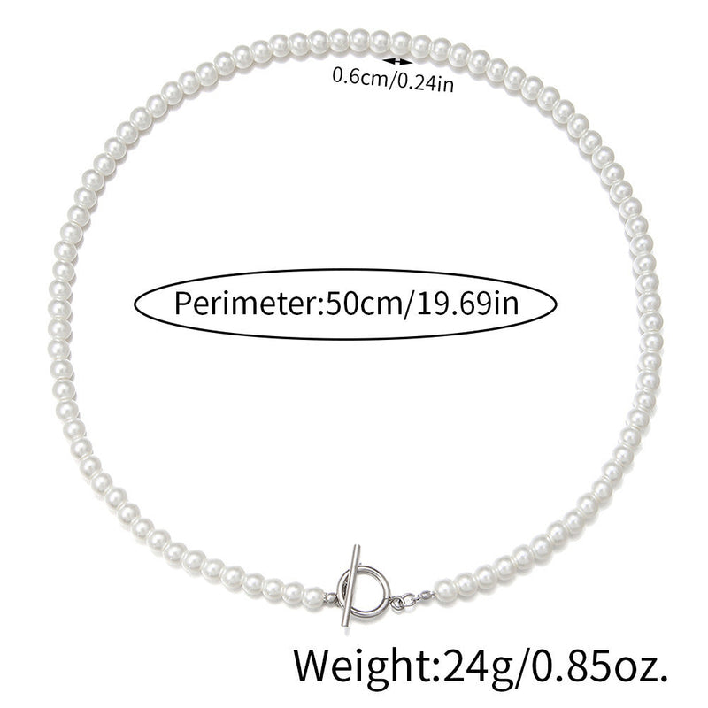 Faux Pearl Beaded Choker Necklace