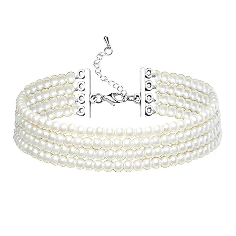 Multi Layered Pearl Neck Chain Necklace Sweater Chain Pearl Necklaces