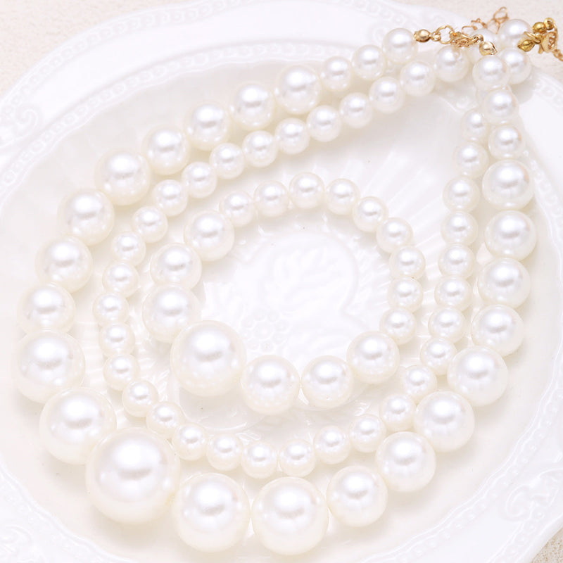 Large Big Pearl Bead Necklace Bracelet Set Women's Jewelry Sets