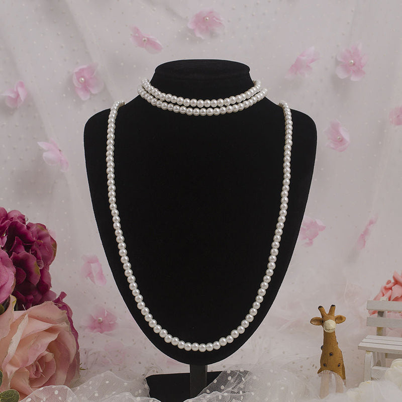 Women Jewelry Pearl Bead Necklace Long Sweater Chain