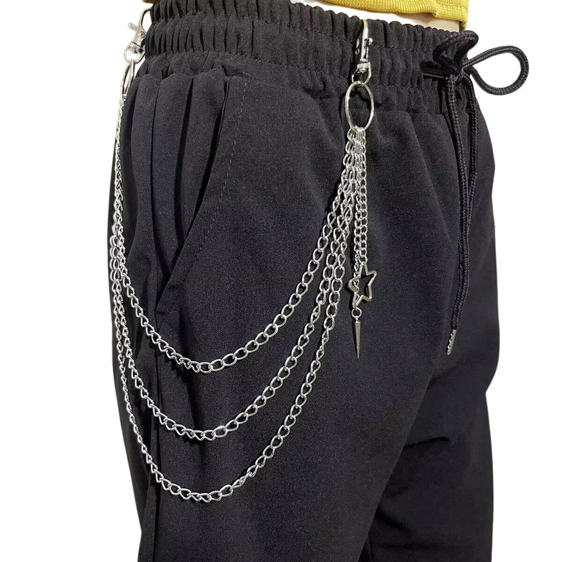 Hollowed Out Five-pointed Star Metal Waist Chain