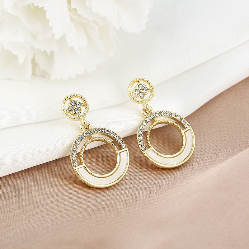 Double Circle Dangle Drop Stud Earrings