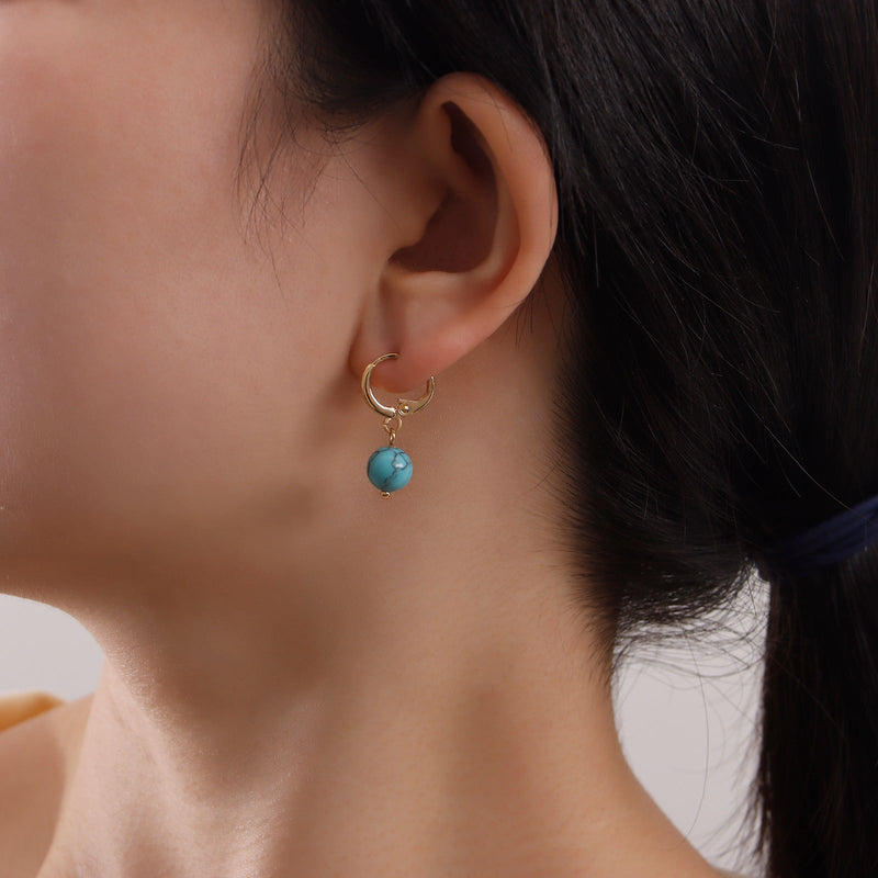 Boho Hoop Earrings Turquoise Charm Drop Earrings