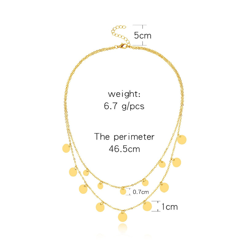 Disc Layered Chain Choker Necklaces