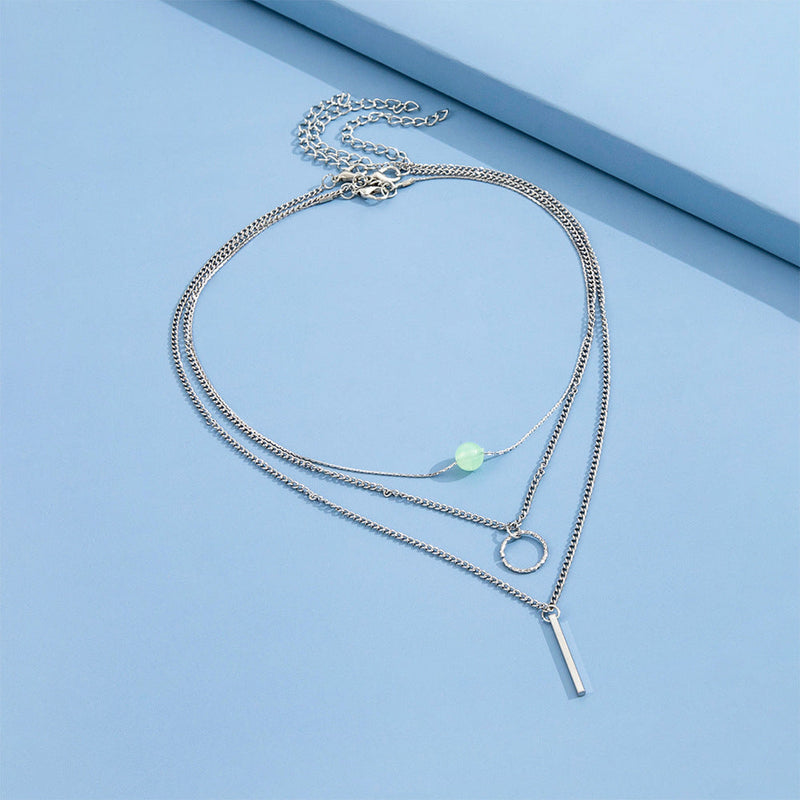 Classic Layer Necklace Set Bar Pendant Women
