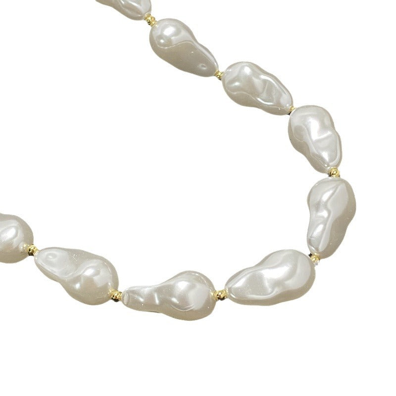 Baroque Irregular Pearl Pendant Choker Necklace for Women