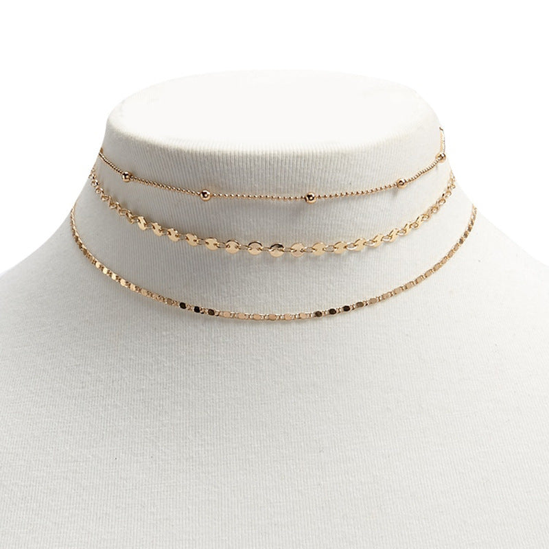 Multiple Bead Chain Choker Necklace for Women