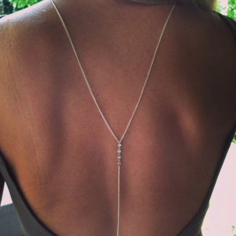 Chain Back Crystal Women Necklace Jewelry