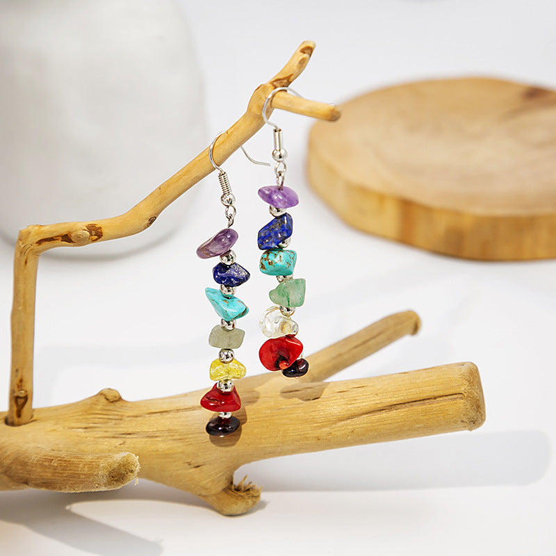 Colorful Irregular Natural Stone Earring