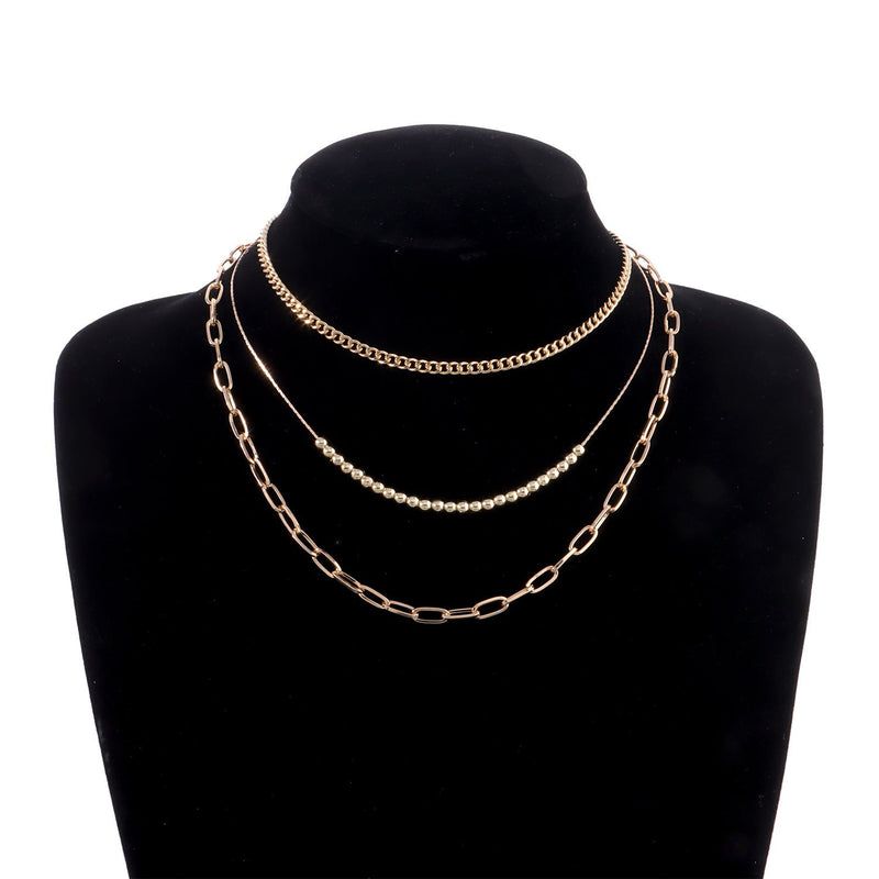 Paperclip Chain Triple Layer Necklace