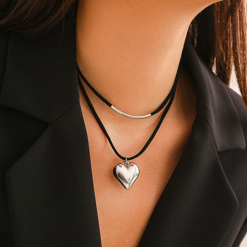 Double Layer Heart Pendant Necklace