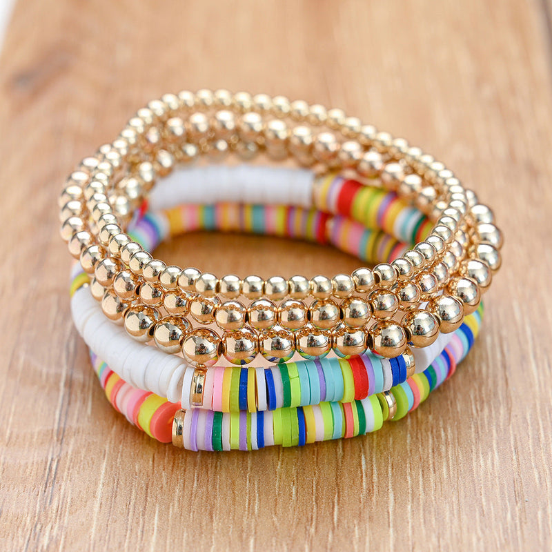 Bohemian Beaded Stretch Bracelets Colors Clay Beads