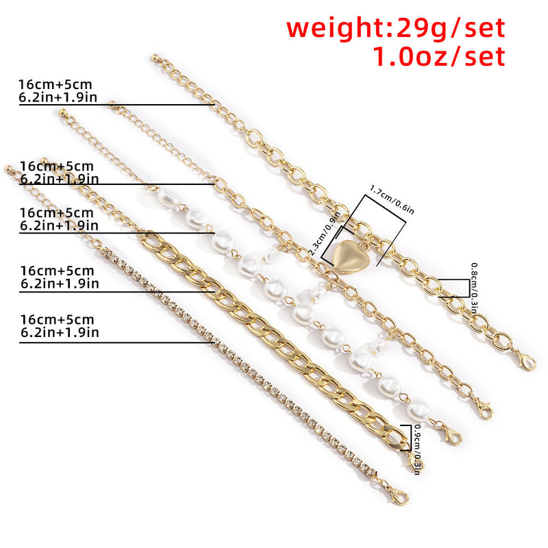 Fashion Curb Cuban Chain Bracelets Set