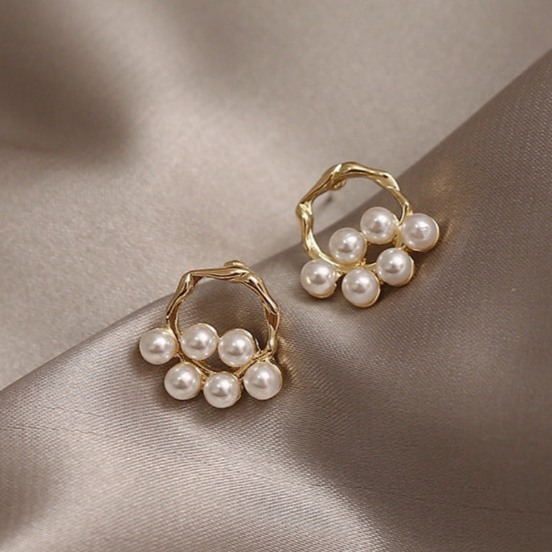 Pearl Beads Geometric Earrings