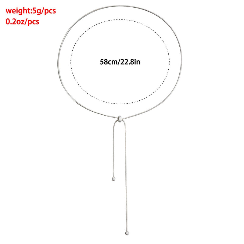 Women Metallic Long Tassel Chain Necklace Hand Jewelry