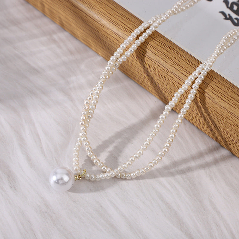 Fashion Pearl Choker Necklace for Women Double Layer