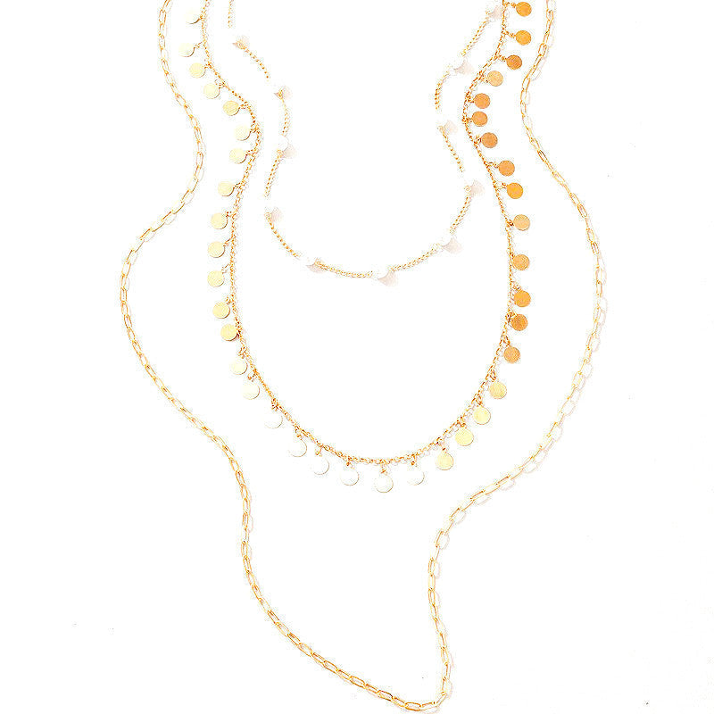 Multi Round Small Disc Charm Necklace