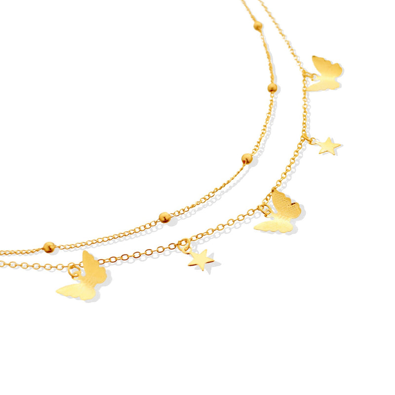 Multi-layer butterfly Pendant Choker Necklace