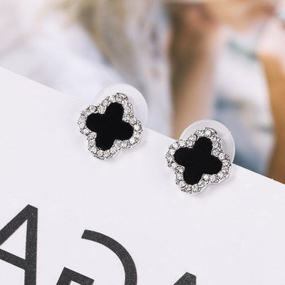 Four Leaf Clover Rhinestone Earrings