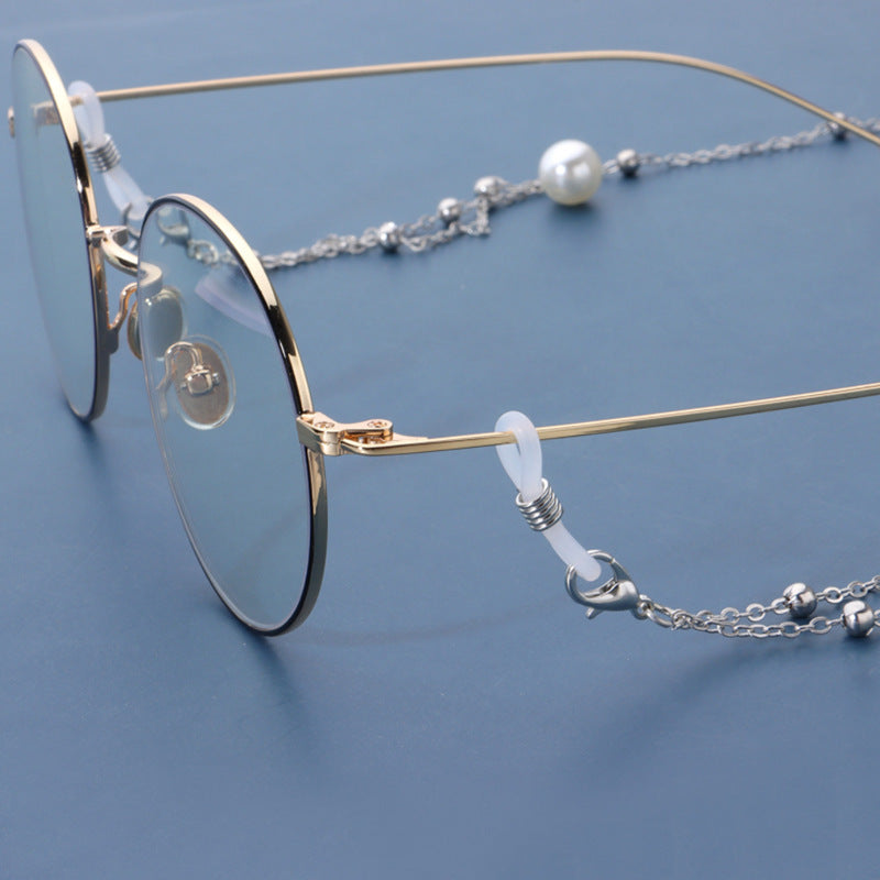 Pearl Tassel Long Glasses Metal Round Bead Chain