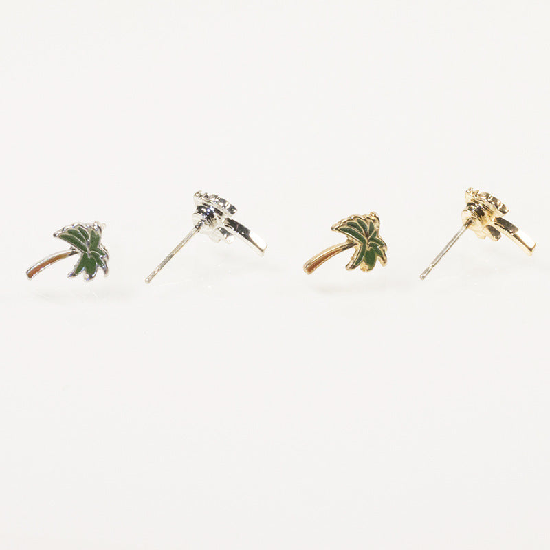 Coconut Tree Green Earrings Set