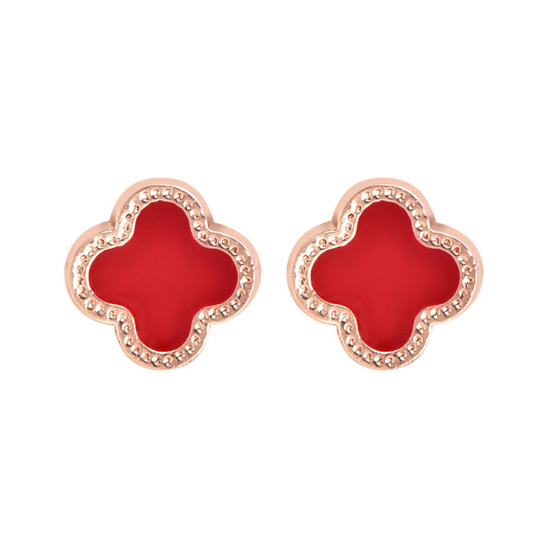 Lucky Four Leaf Flower Studs Earrings