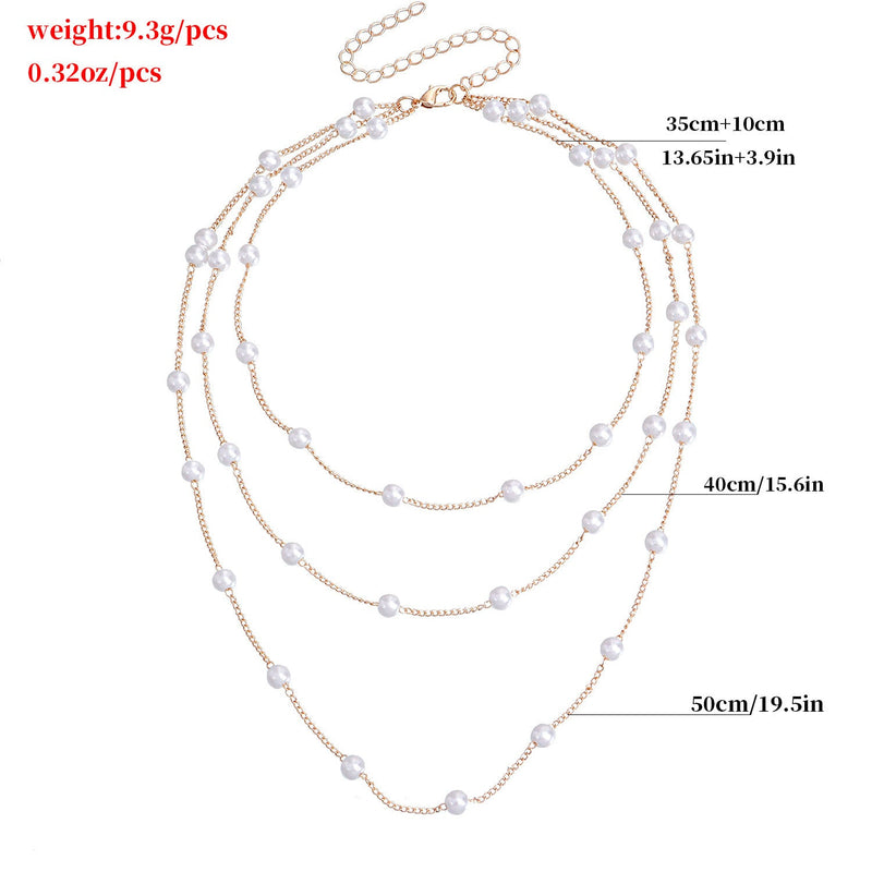 Women Layered Pearl Beads Necklace