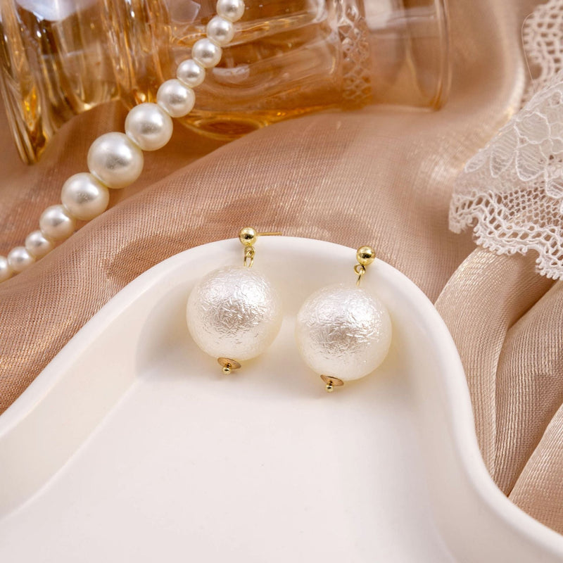 Vintage Elegant Big Pearl Pendant Earrings