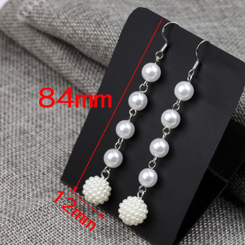 Elegant Women Long Tassel Pearl Earrings