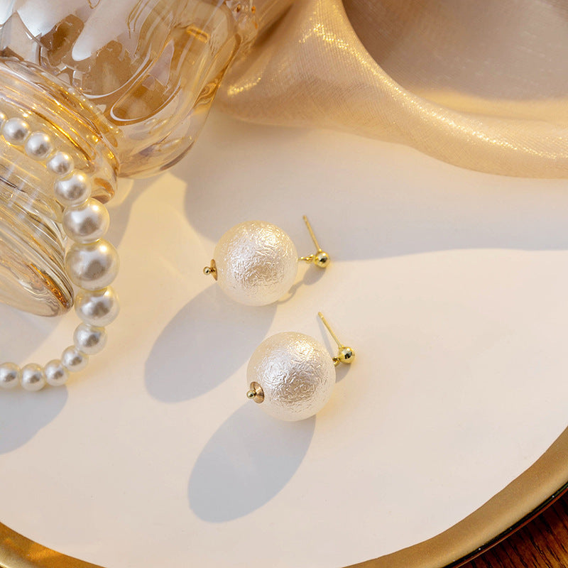 Vintage Elegant Big Pearl Pendant Earrings