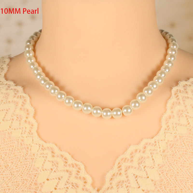 Glass Pearl Necklace Jewelry Summer Choker Jewelry