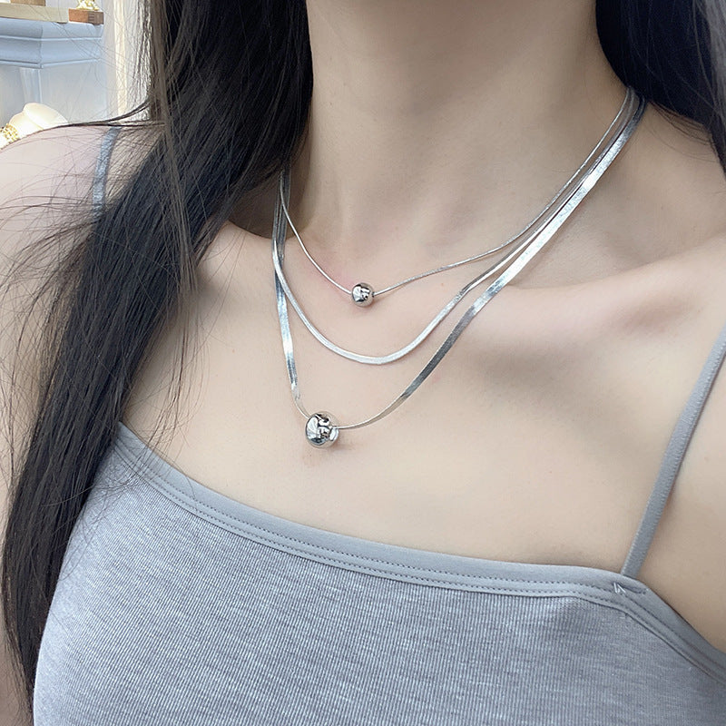Beads Collarbone Chain SimpleThree layer Necklace