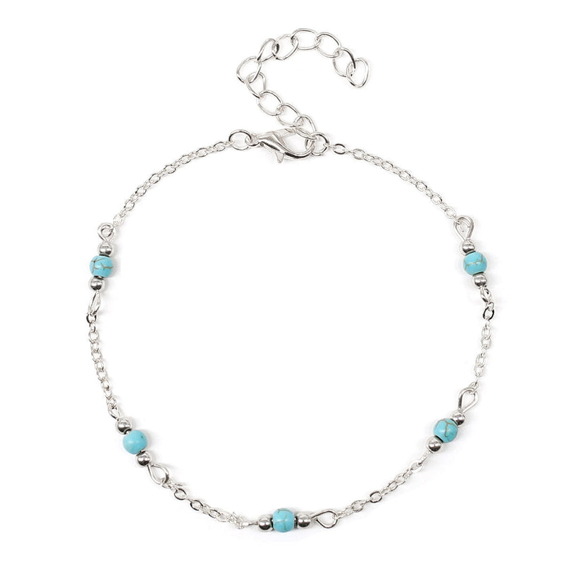 Turquoise Bead Chain Anklet Jewelry