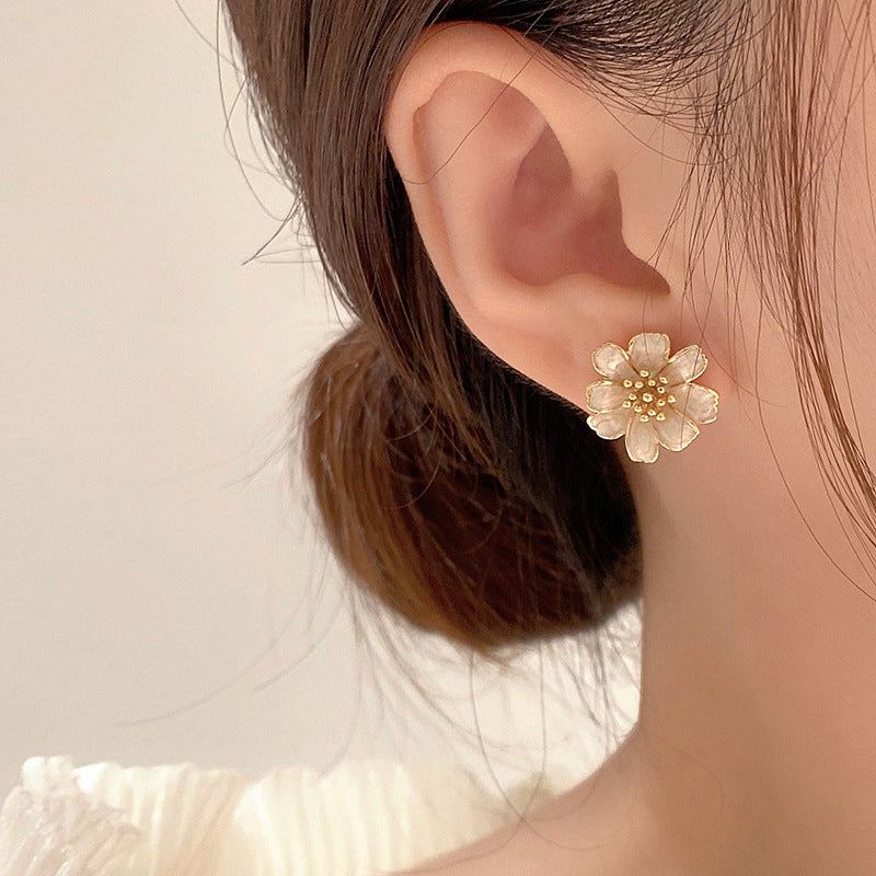 Enamel Petal Flower Earrings