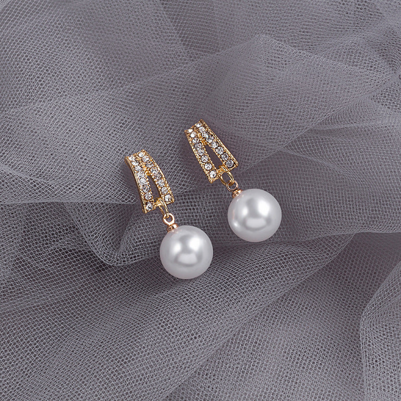 Pearl Geometric Drop Earrings