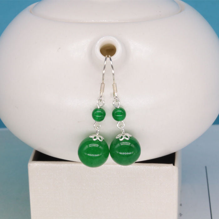 Natural Woman Gems Round Bead Dangle Ball Earring