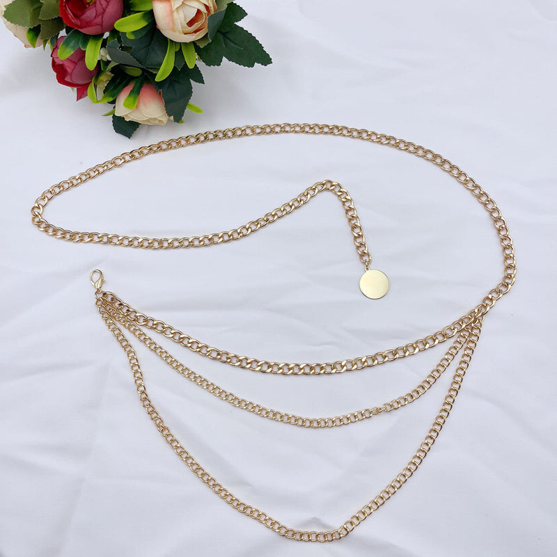 Multilayer Metal Waist Chain Dress Belts Metal Belt