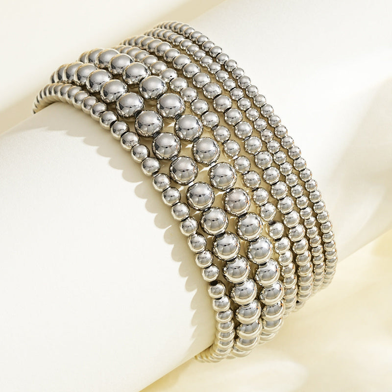 Metallic round beads layer bracelet
